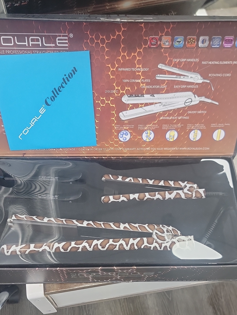 NEW Brown Giraffe-Print 2 Piece Straightening Irons.